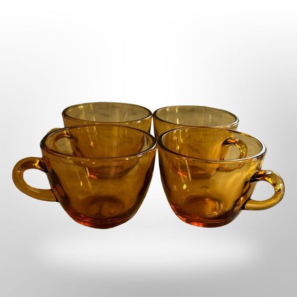 4 Vintage Amber Glass Indiana Hand Blown Glasses Punchbowl Replacements 6oz - Picture 4 of 7